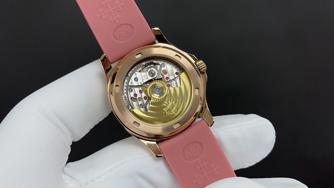 TOP Patek Philippe AQUANAUT Women's 35.6mm Watch - Dark Pink with Gold