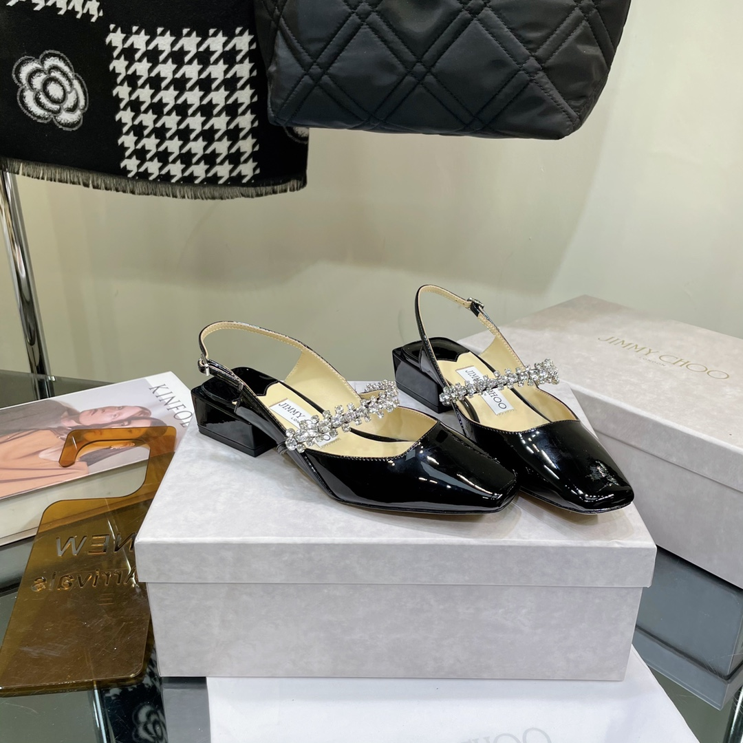 Jimmy Choo 4.5CM Bun With High HeelsSlide Sandal (Replica)