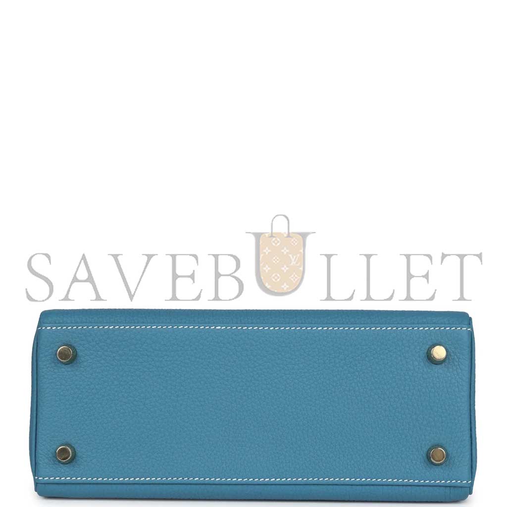 HERMÈS KELLY RETOURNE 25 BLUE DENIM ROSE GOLD BUCKLE (25*17*7cm)