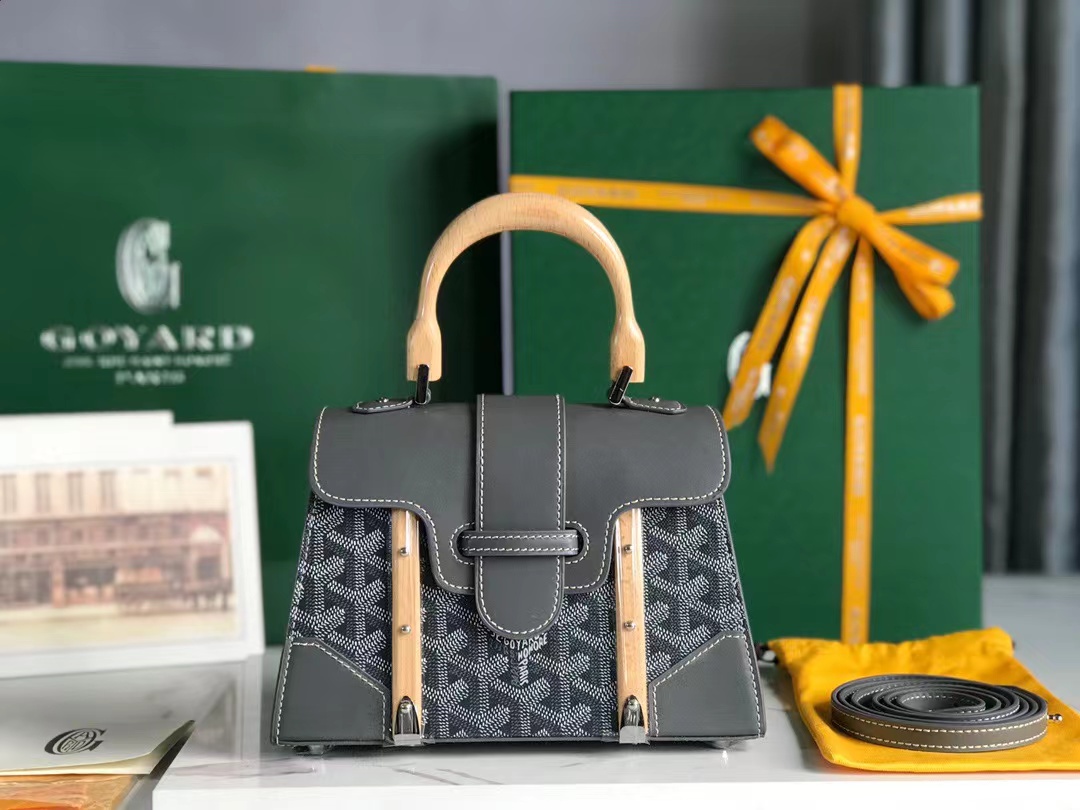 TOP Goyard Monogram Canvas and Leather Saigon MM Top Handle Bag - 2 Color