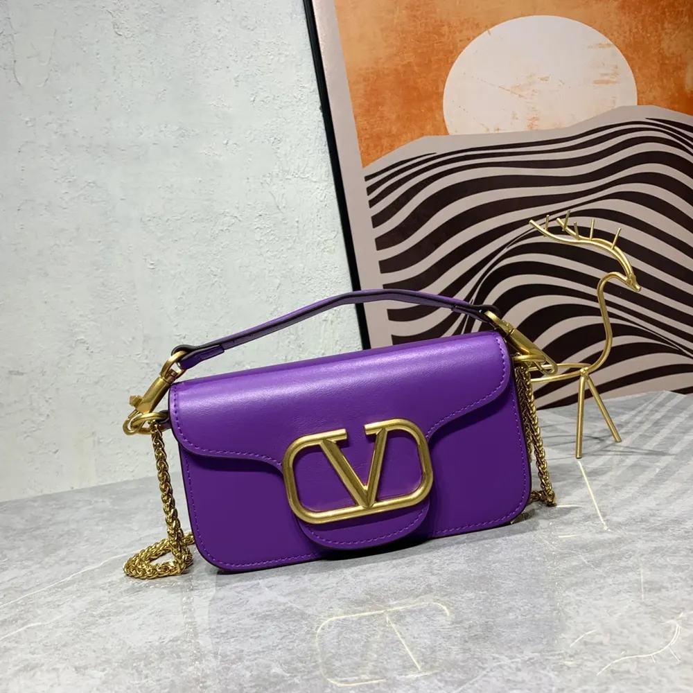 VALENTINO GARAVANI V Logo Baguette Shoulder Bag Ladies MINILOCO Calfskin Bag (Replica)