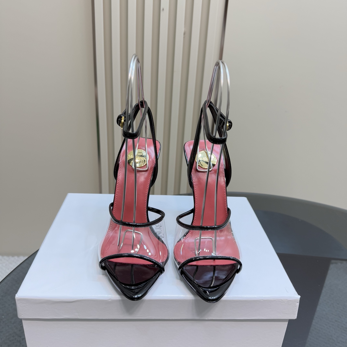 TOP Yves Saint Laurent YSL 25ss High Heel Sandals - Pink and Black
