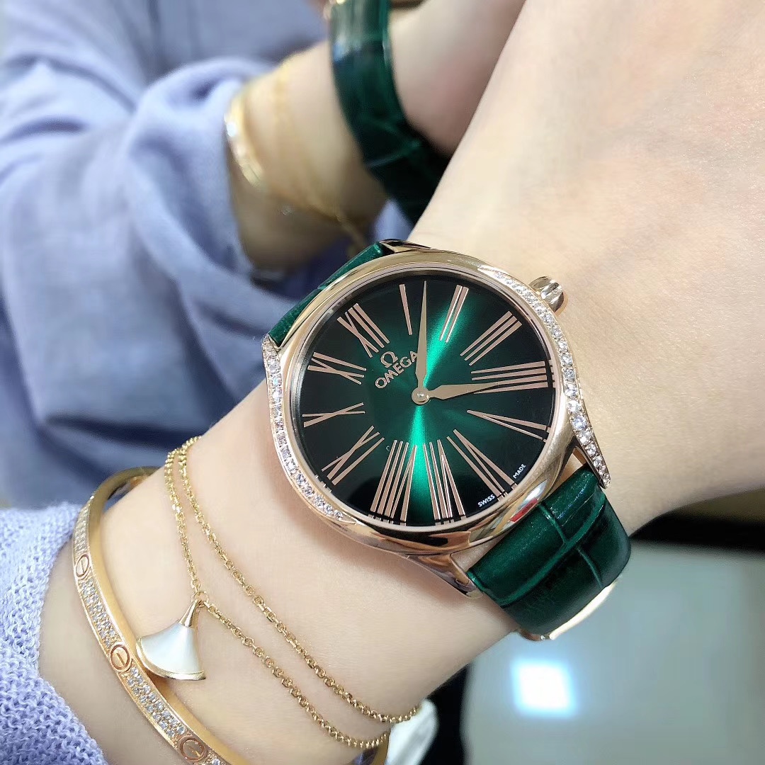 TOP OMEGA De Ville Trésor Watch 36mm-Green