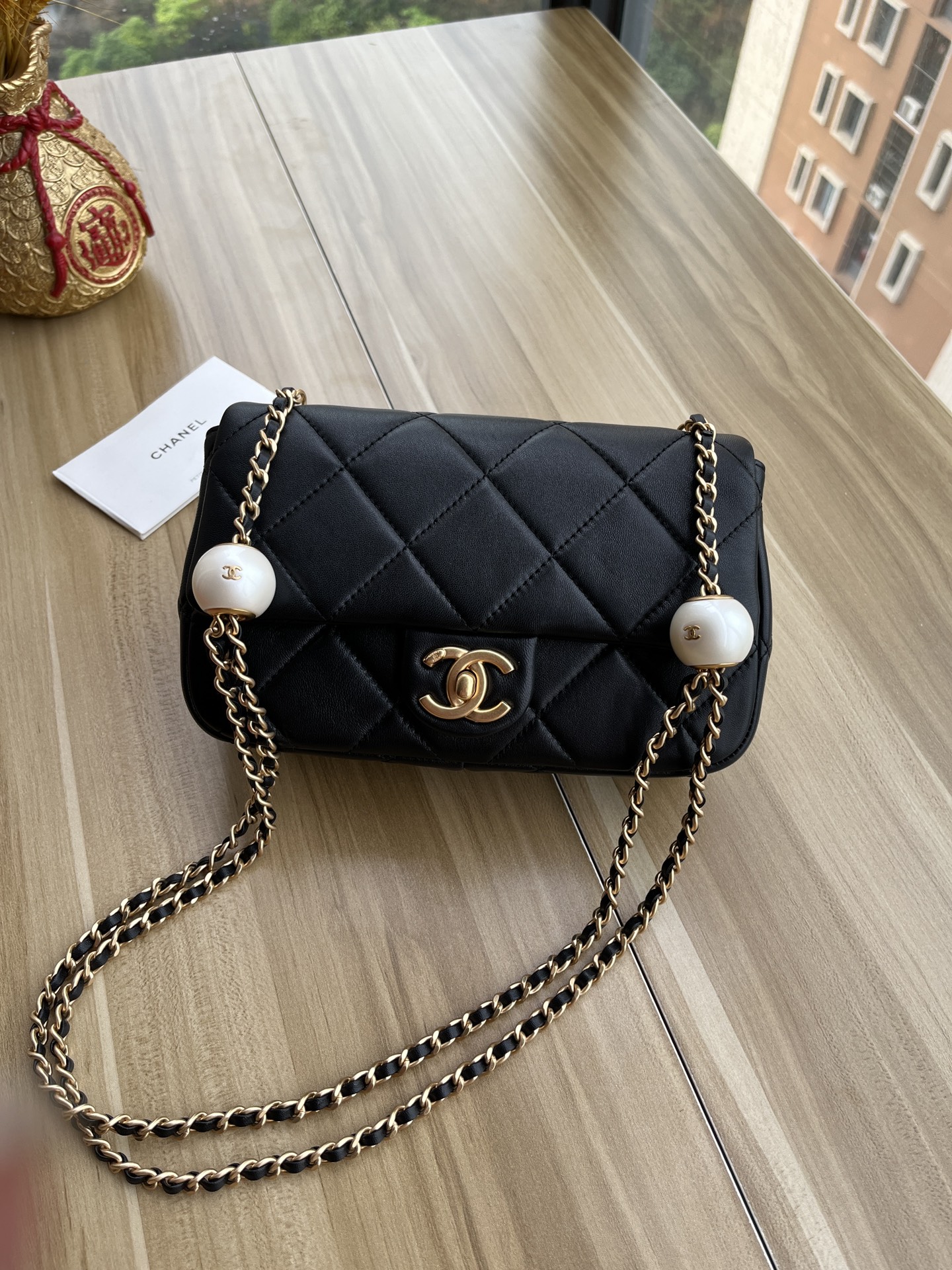 TOP CHANEL Lambskin Pearl Adjustment Ball CF Chain Pack 13*20.5*6.5cm - 5 Colors&GHW