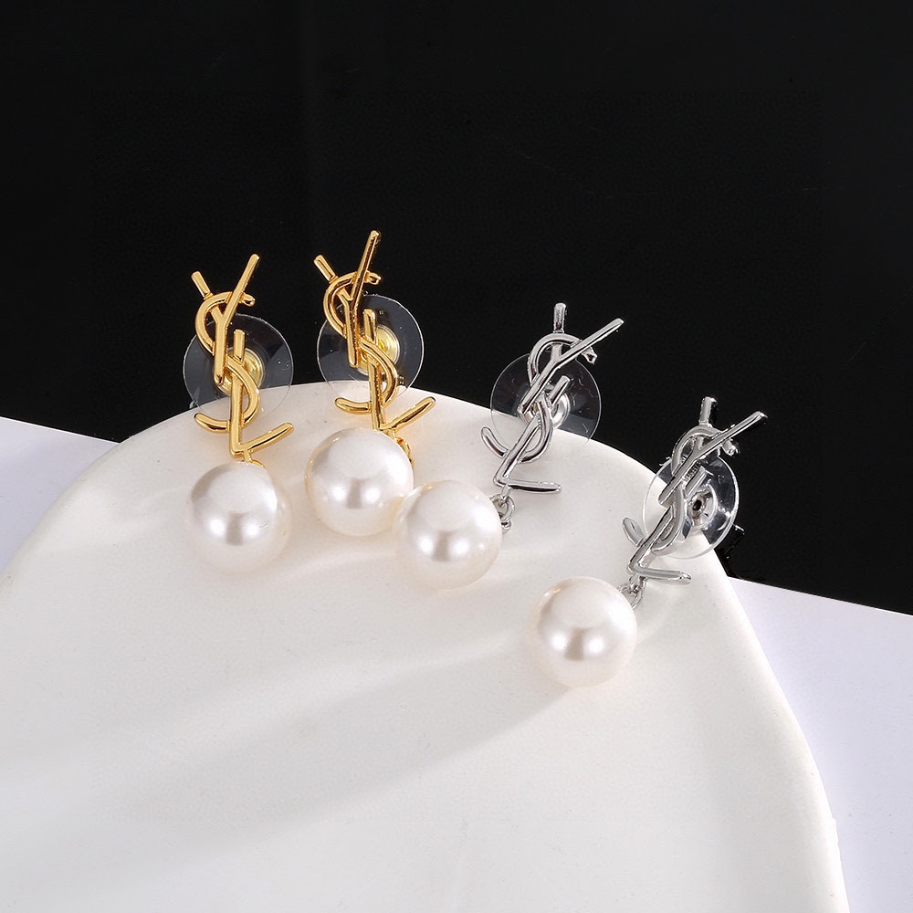 TOP Yves Saint Laurent YSL Pearl Earrings - 2 Colors