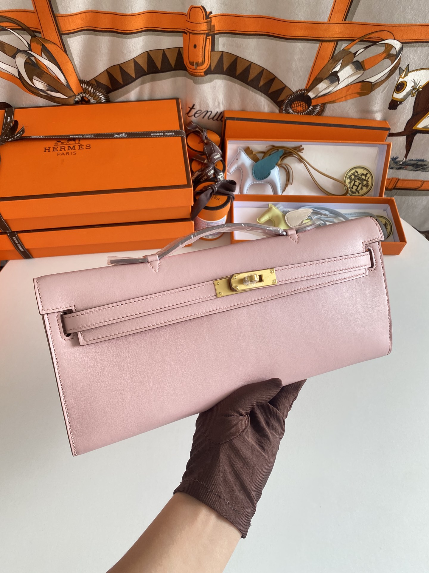 TOP HERMES Kelly Cut Epsom 31CM - Pink - GHW&SHW