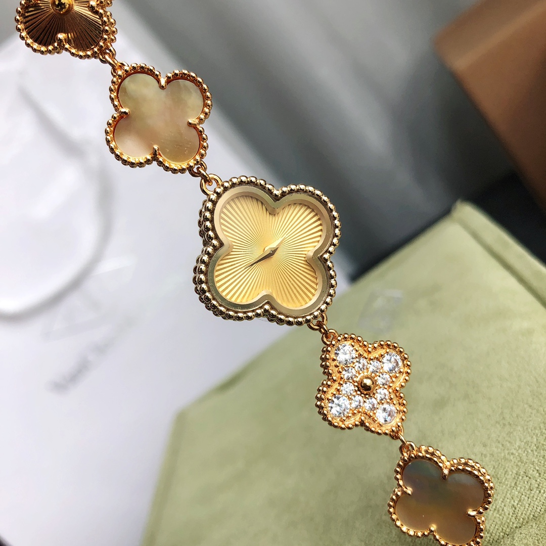 TOP Van Cleef & Arpels Sweet Alhambra Four-leaf Clover Bracelet Watch - 4 Color