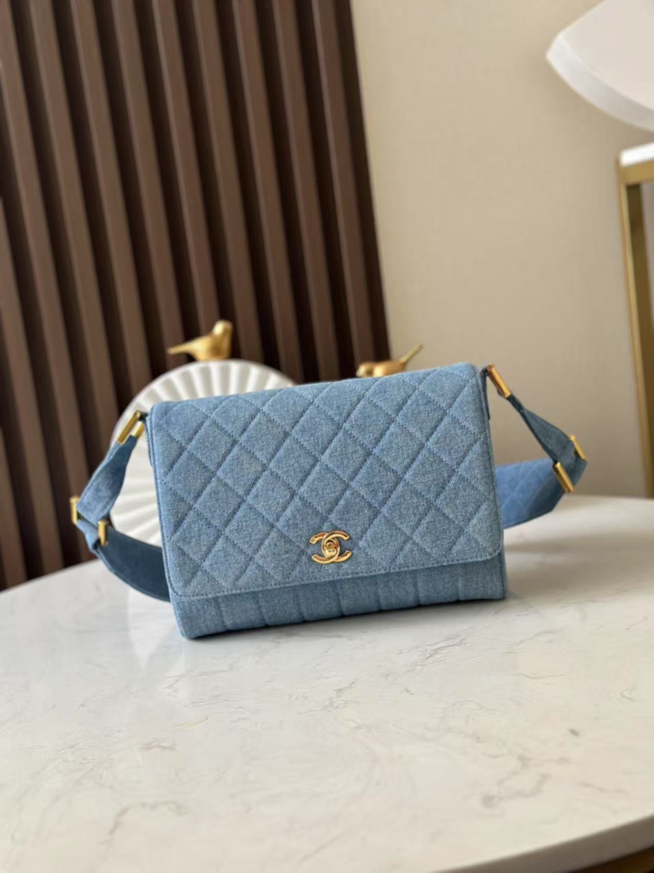 TOP CHANEL Denim Bag  25.5×20×7cm - Blue