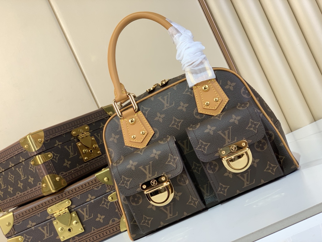 TOP Louis Vuitton LV Monogram Manhattan PM Bag 30＊12＊20cm - Brown