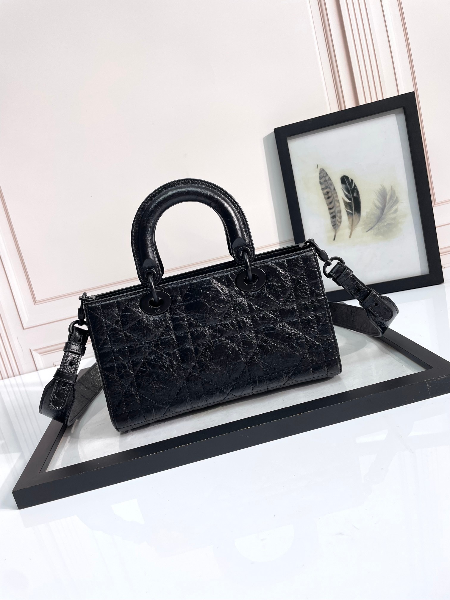 TOP Christian Dior Lady D-Joy Bag 26 x 15 x 8 cm  - Black