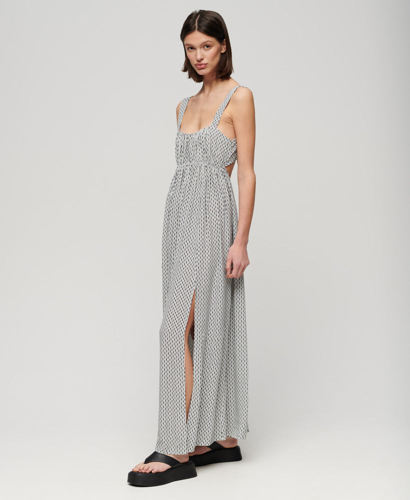 Tie Back Maxi Dress | Mono Cross Geo