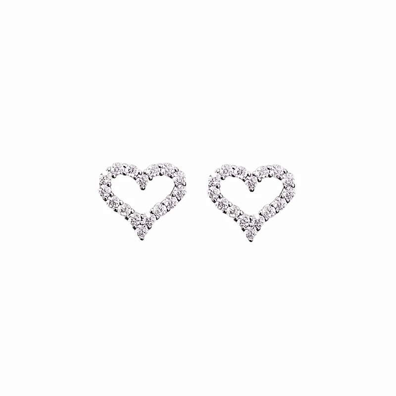 TOP Tiffany & Co. Diamond Heart Earrings -Sliver