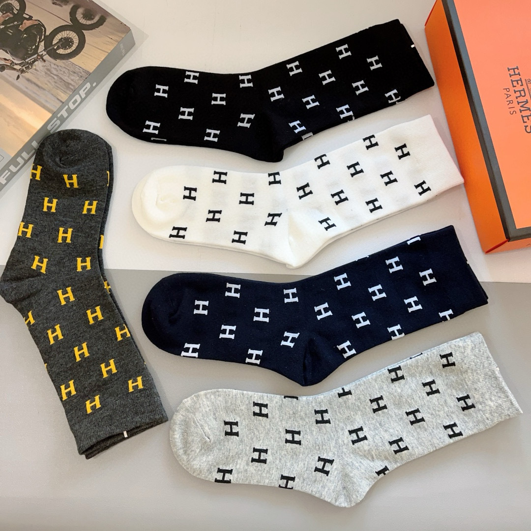 TOP HERMES Socks - 5 Pieces as a Set