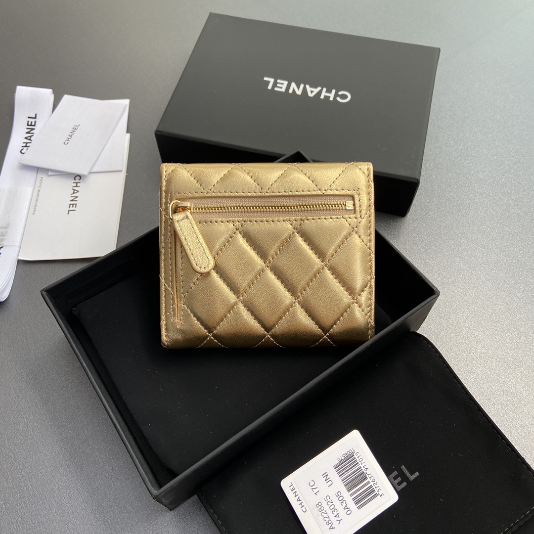 TOP CHANEL Wallet Lambskin 10.5×11.5×3cm - 2 Color