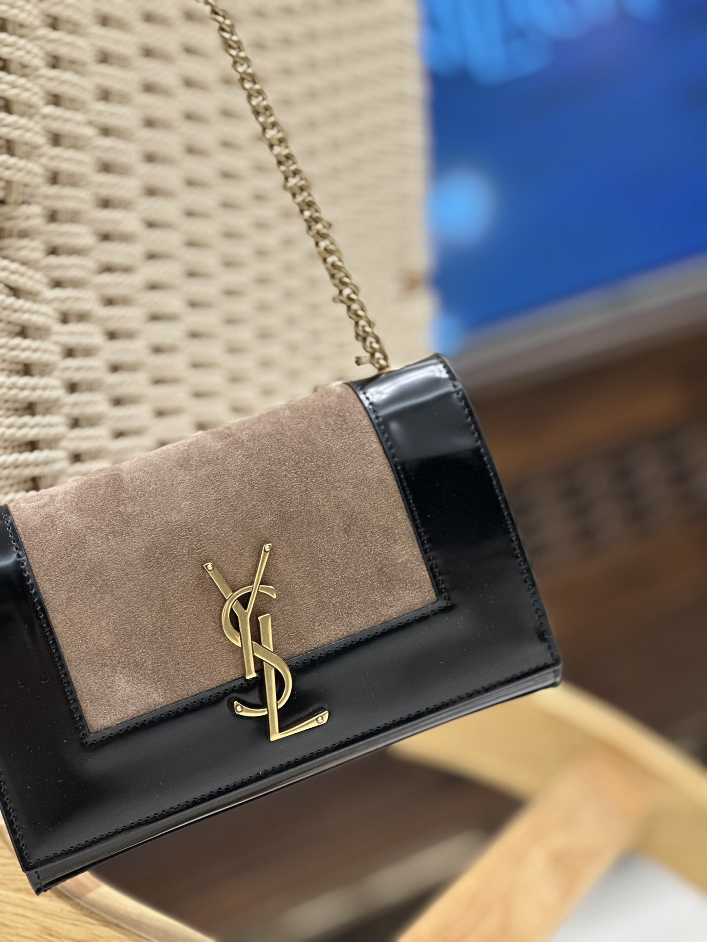 TOP Yves Saint Laurent YSL Kate Bag 20x13.5x6cm - Black and Brown