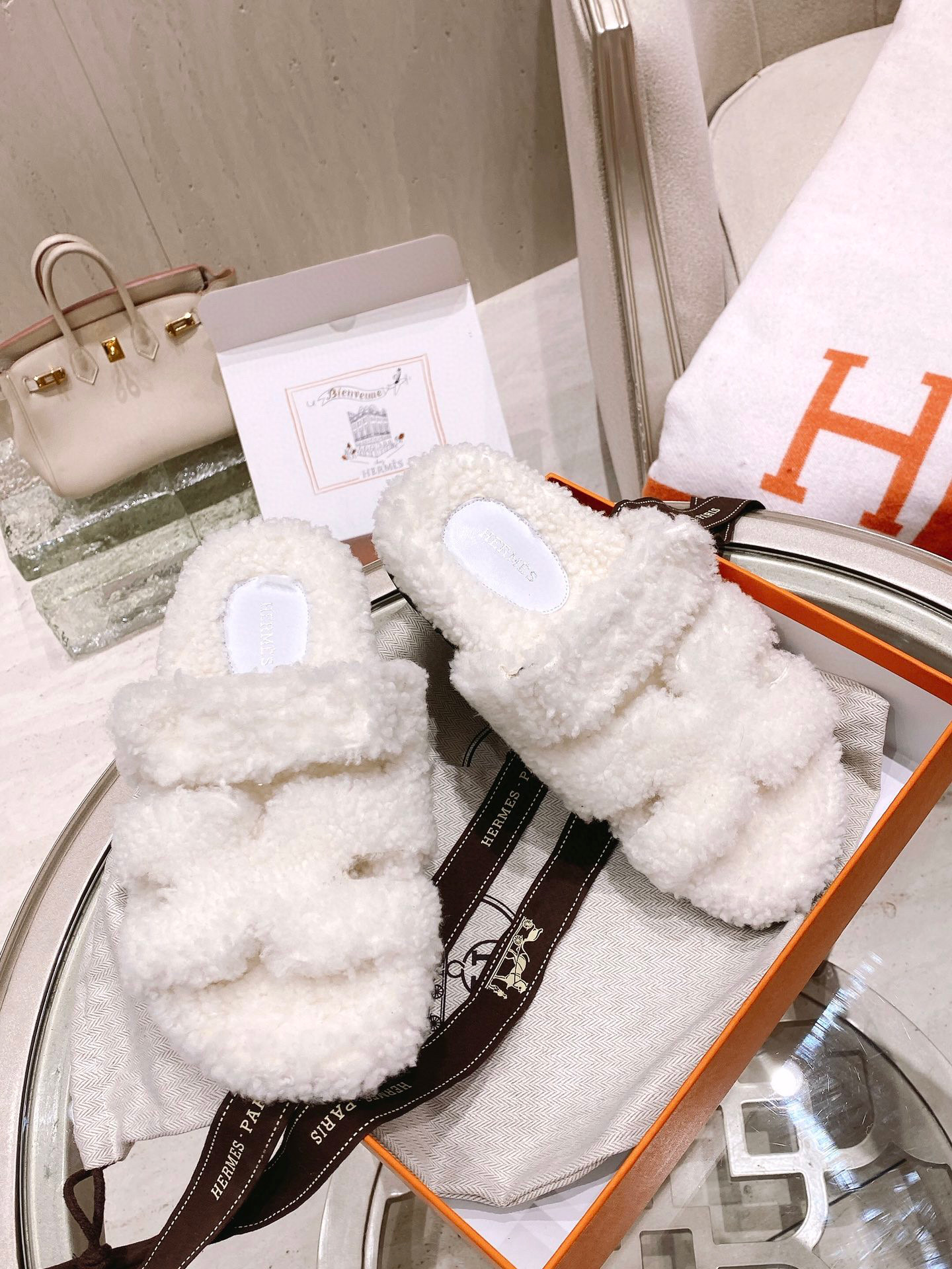 TOP HERMES Chypre Fur Sandal - 10 Colours
