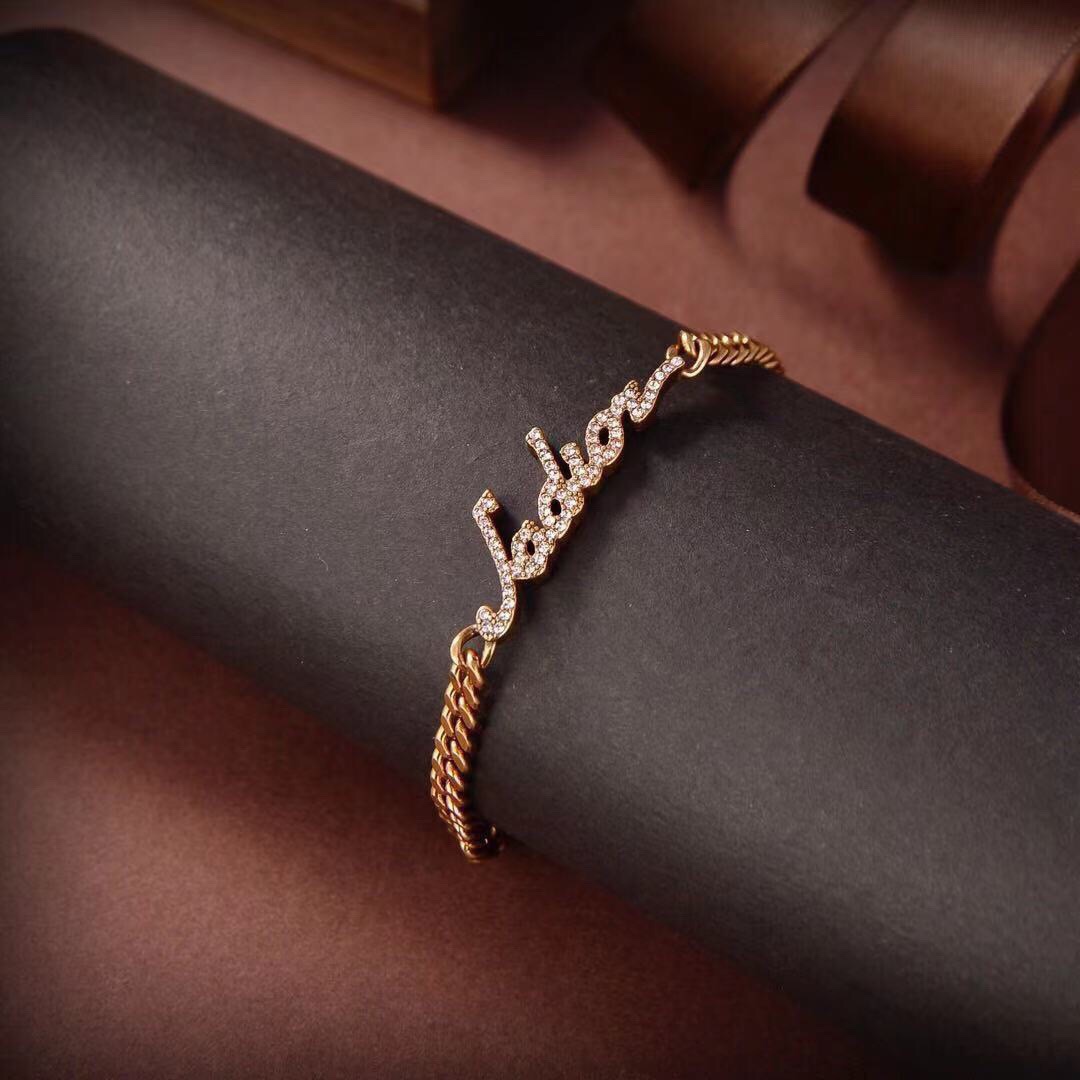 TOP Christian Dior diamond alphabet bracelet - Brass