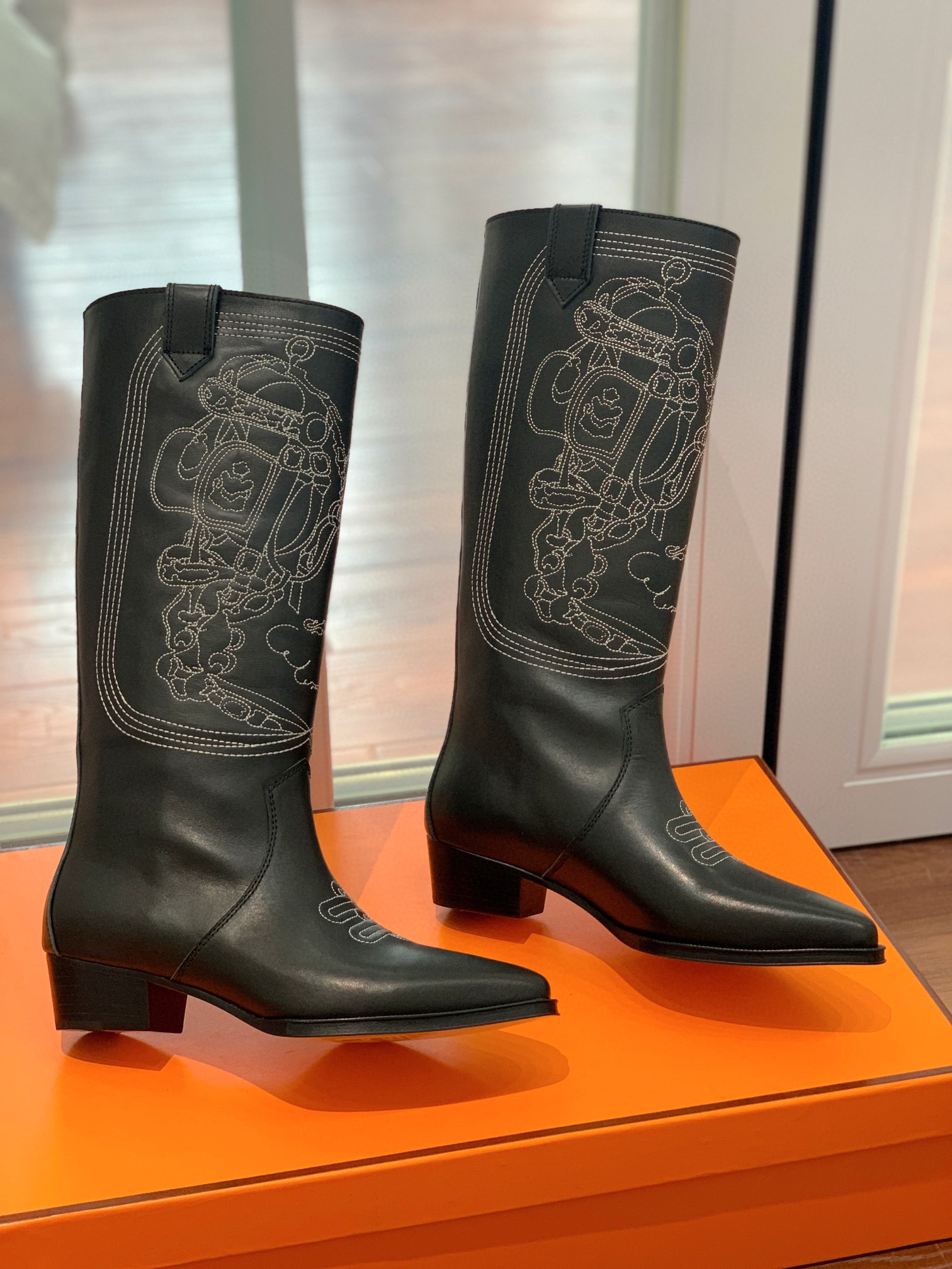 TOP HERMES Cow Boy Boots - Brown/Black/Black Suede