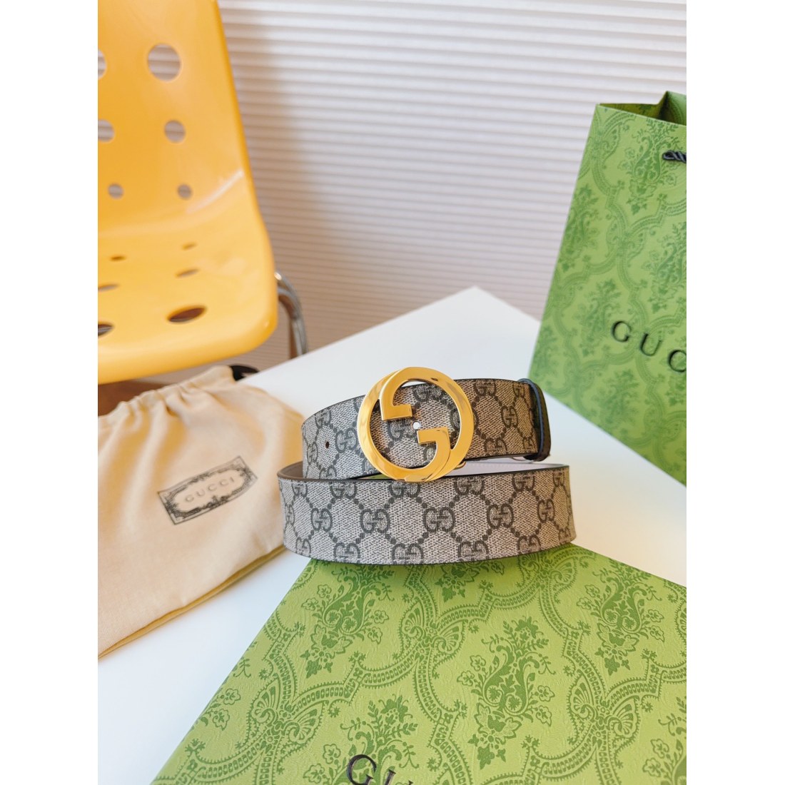 Gucci Classic Printed Cowhide Stainless Steel Belt 38MM