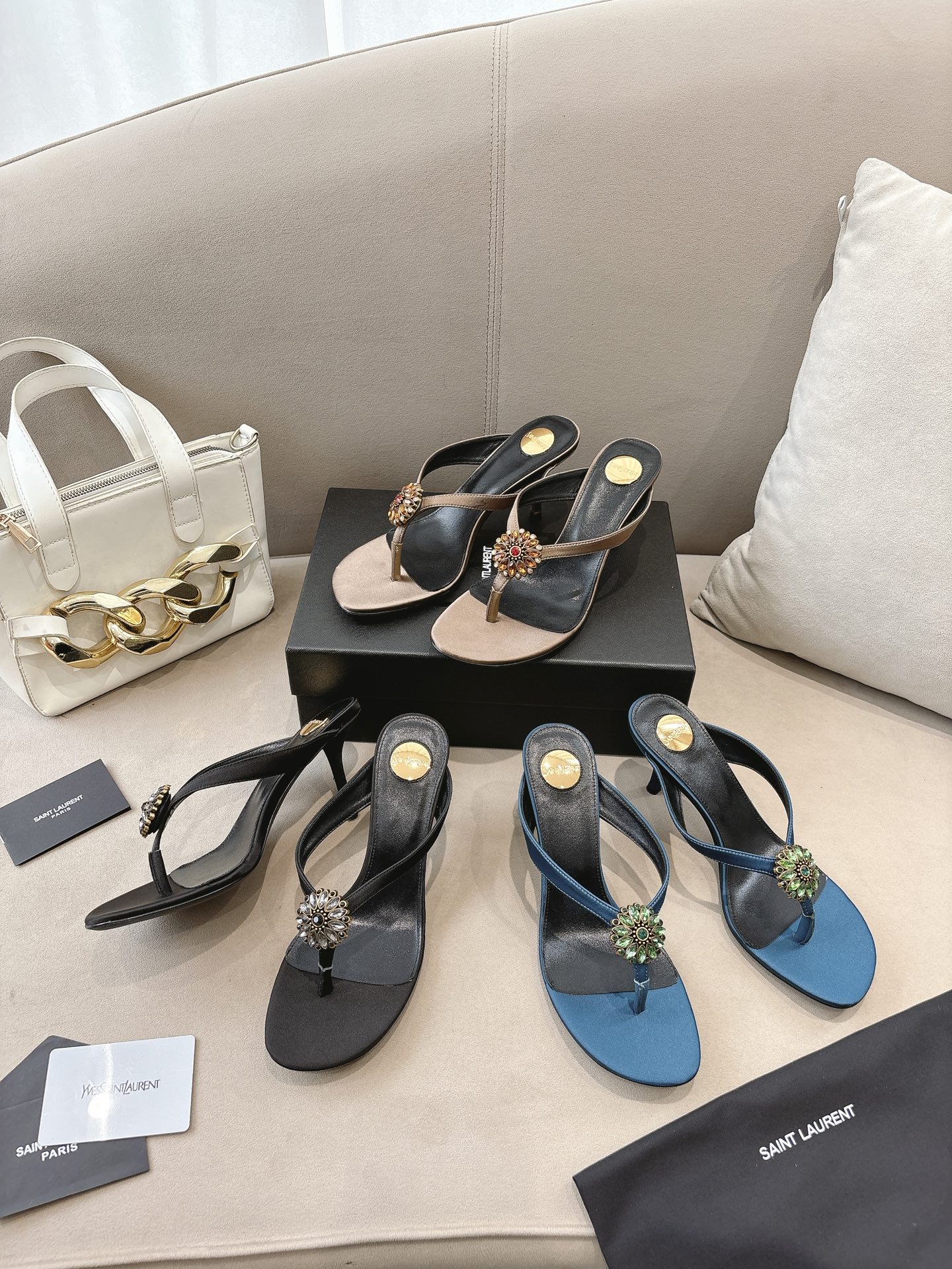 TOP Yves Saint Laurent YSL 10.5cm High Heel Slides - 3 Colours