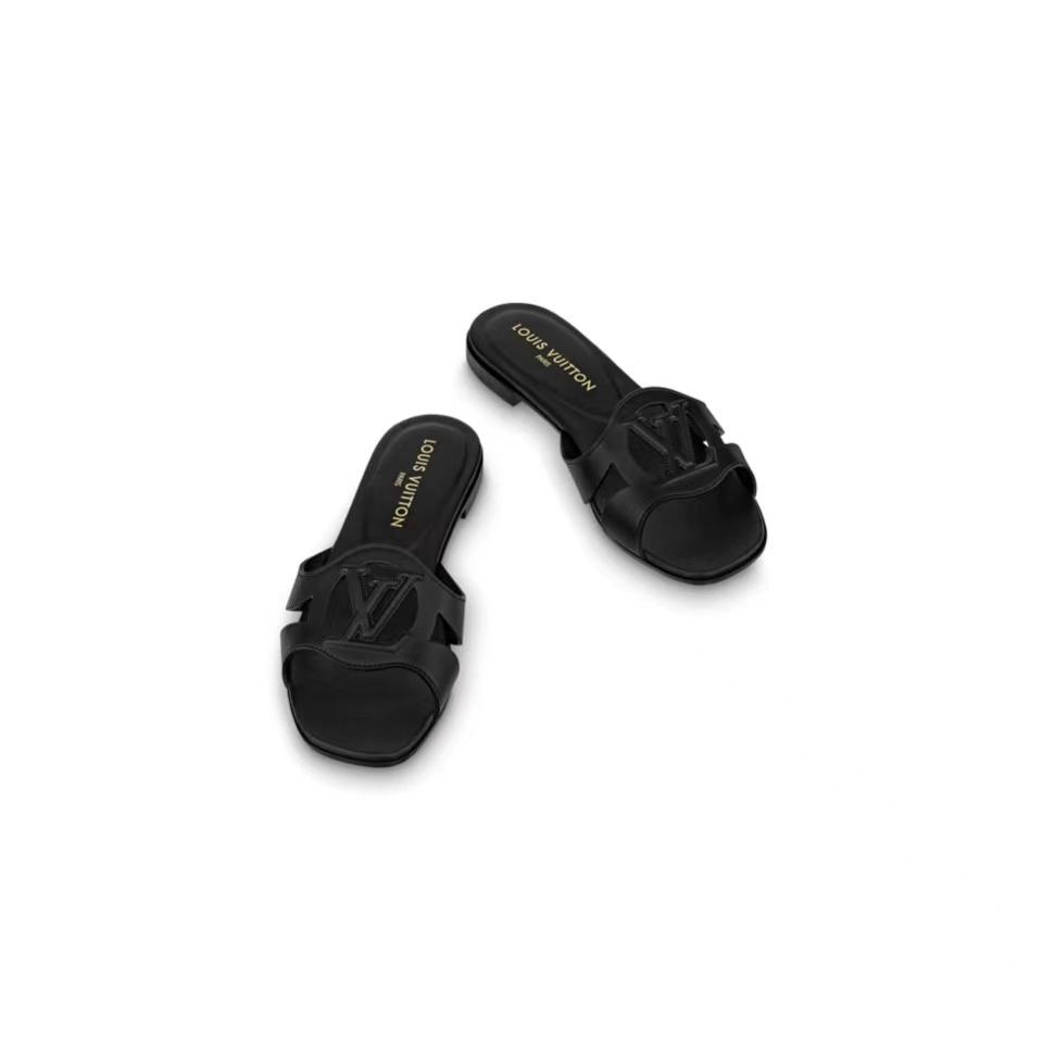 Louis Vuitton LV Lsola Leather Flat Aandals Slide Sandal (Replica)