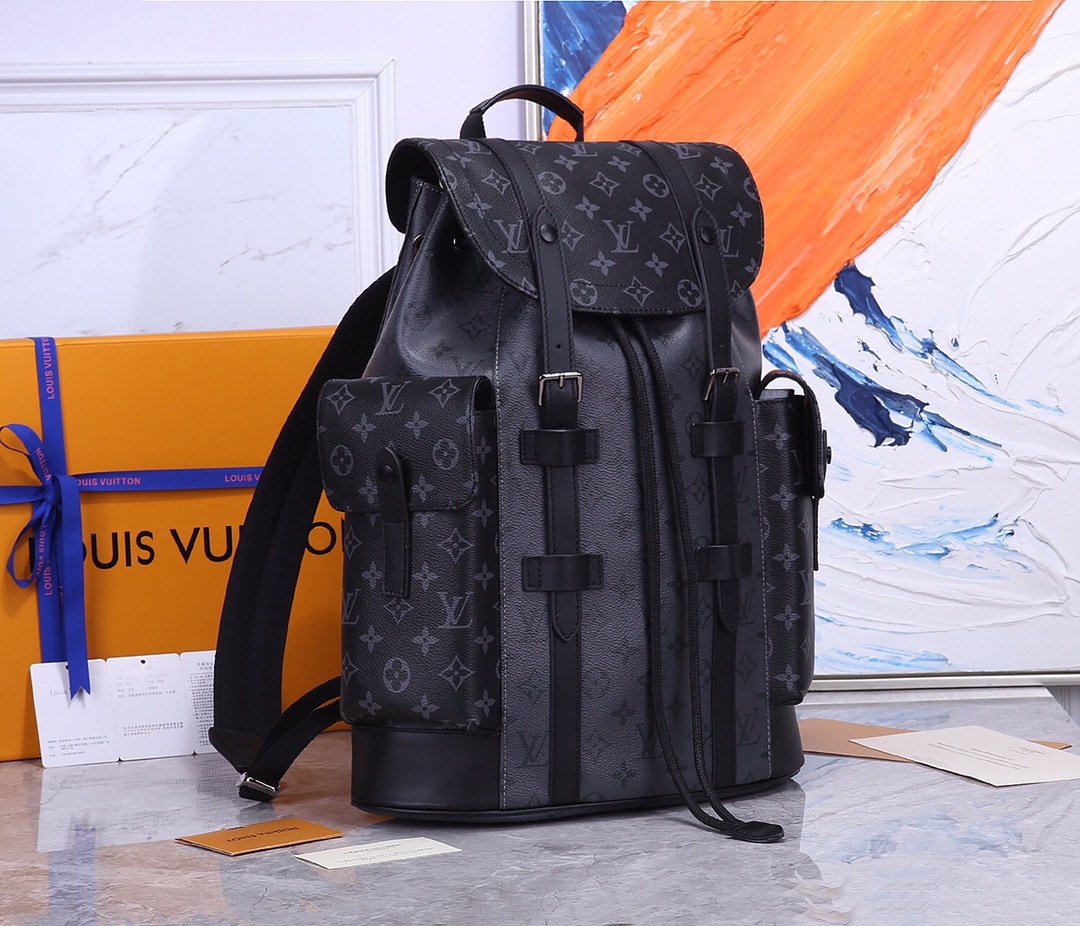 TOP Louis Vuitton LV Christopher Backpack-Monogram Eclipse Reverse 41x48x13CM