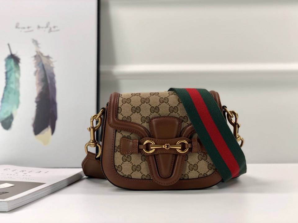 TOP GUCCI Horsebit 1955 Bag 20x15.5x5cm/25x18.5x7cm - Brown