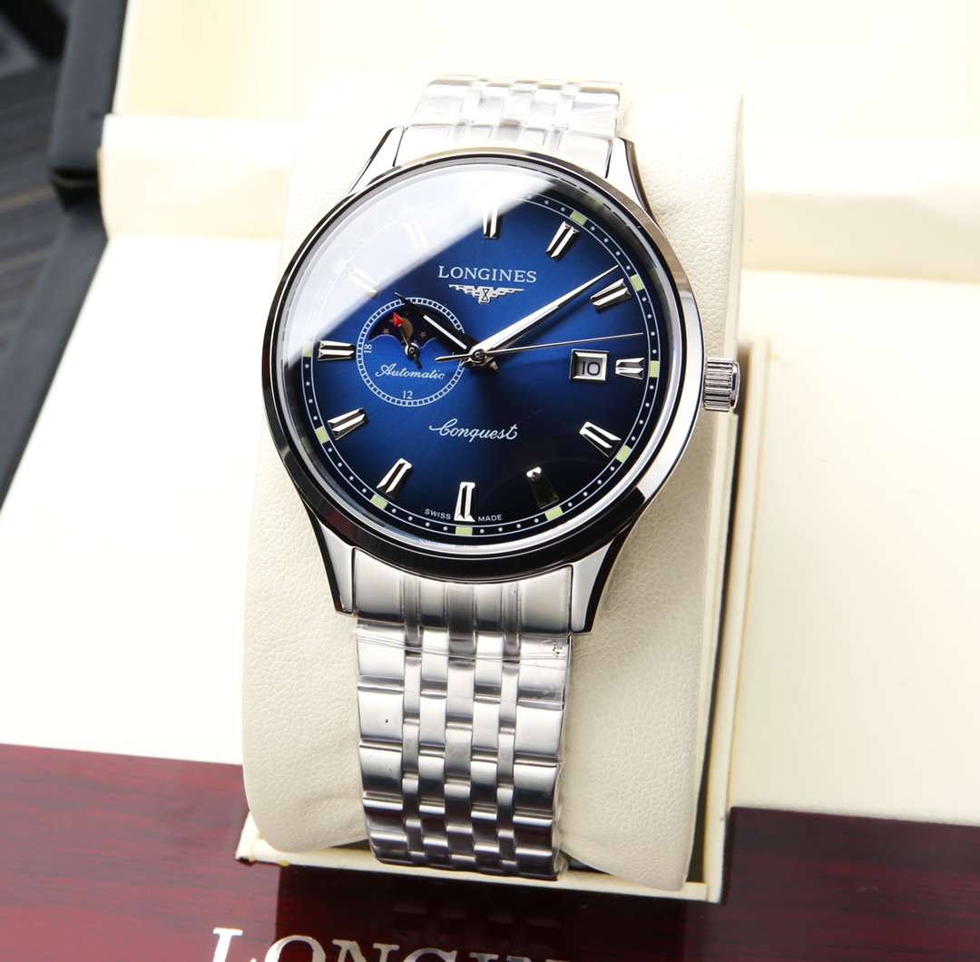 TOP LONGINES Men's Super A Stainless Steel Case 5 Degrees Waterproof Watch 40 mm