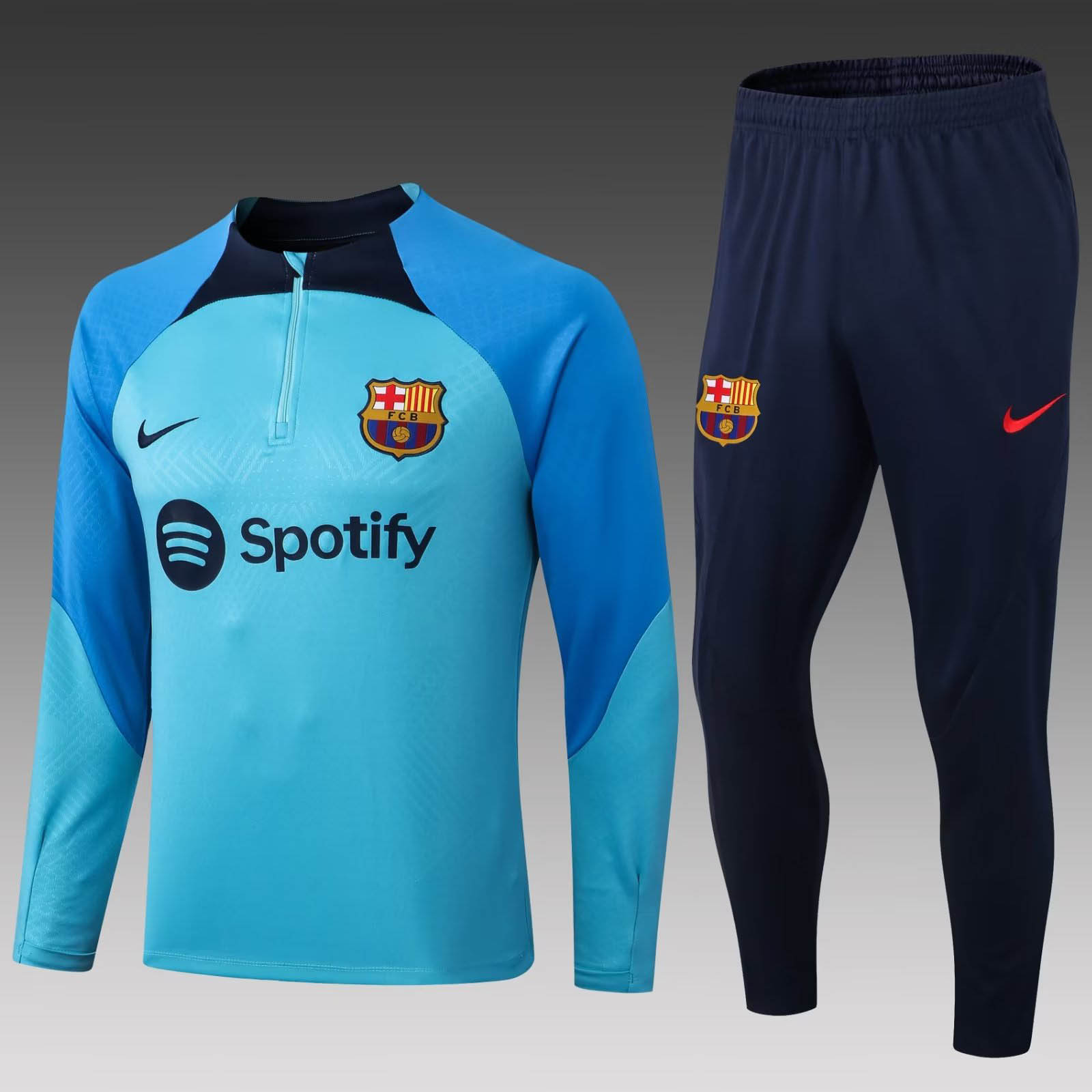 2022/2023 Barcelona Half-Pull Training Suit Blue Jersey
