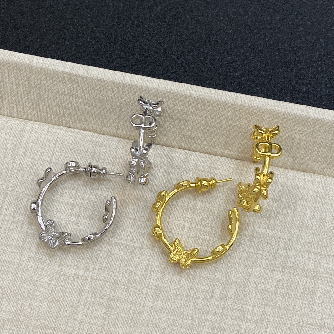 TOP Christian Dior Half Circle Earrings - Gold/Silver