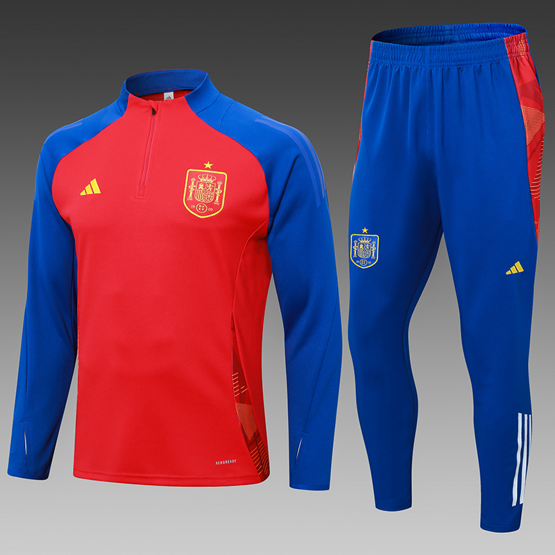 2024-25 Spain Red Football Half Pull Training Suit