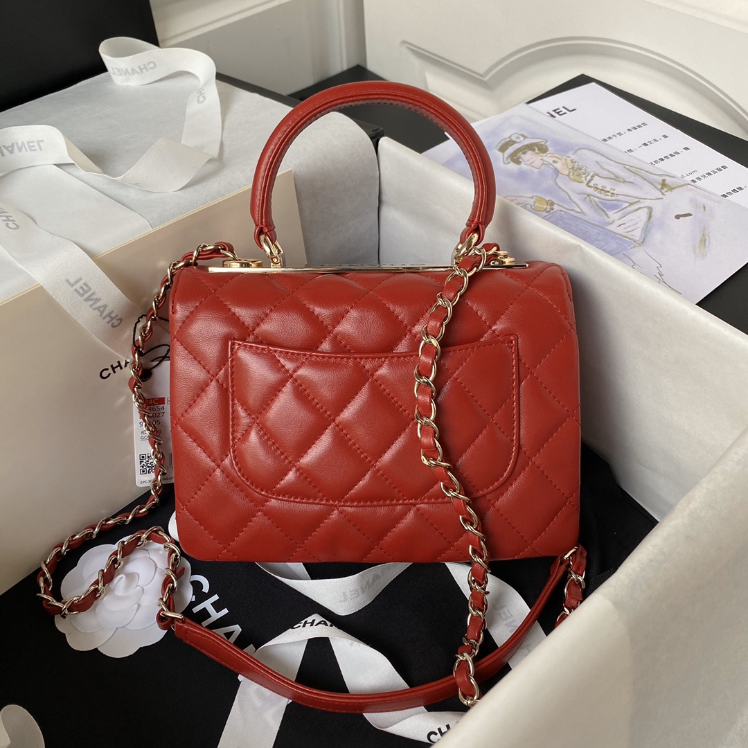 TOP CHANEL Trendy CC Handle Bag 20CM - Red&GHW