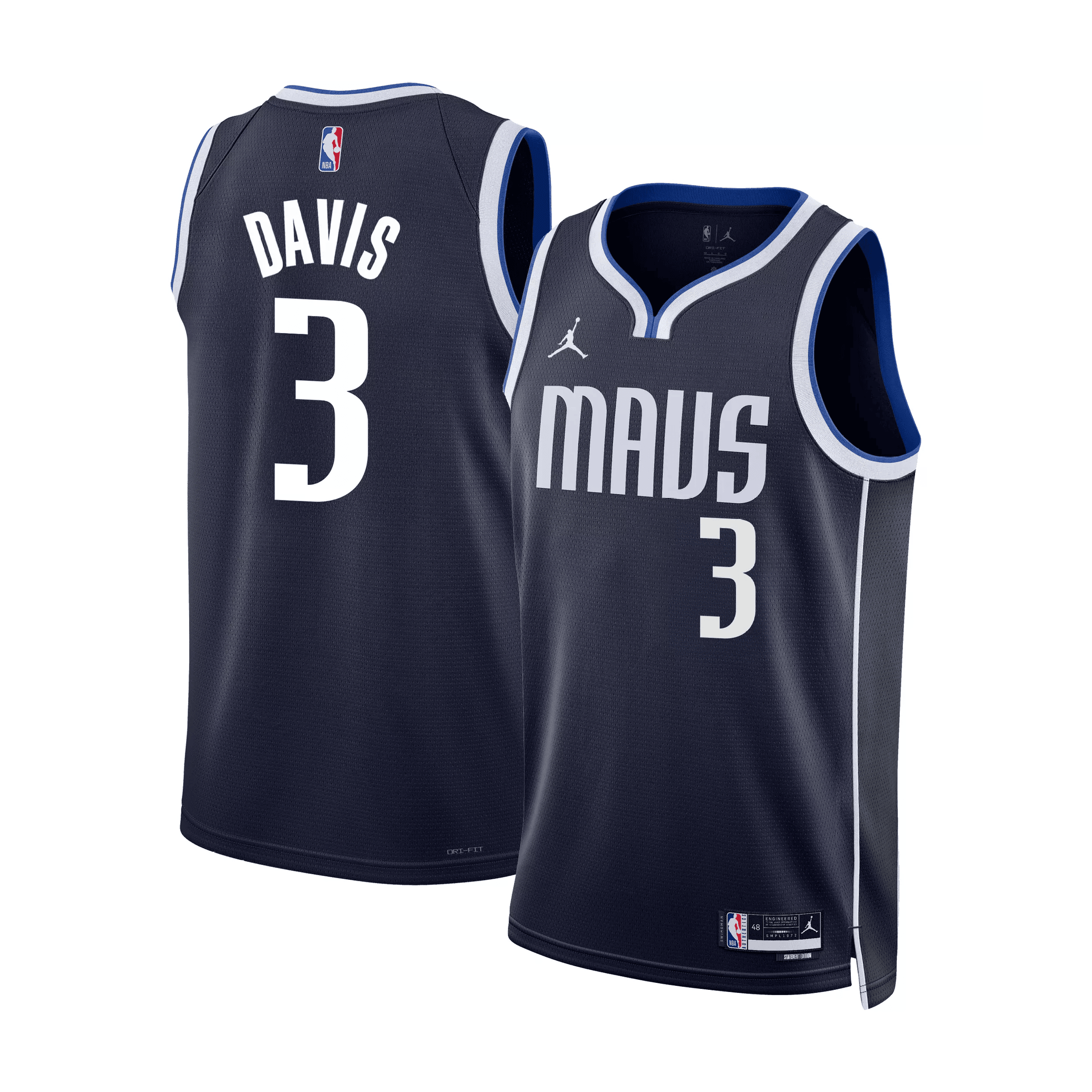 Anthony Davis 3 Dallas Mavericks 2024/25 Statement Edition Swingman Jersey – Navy