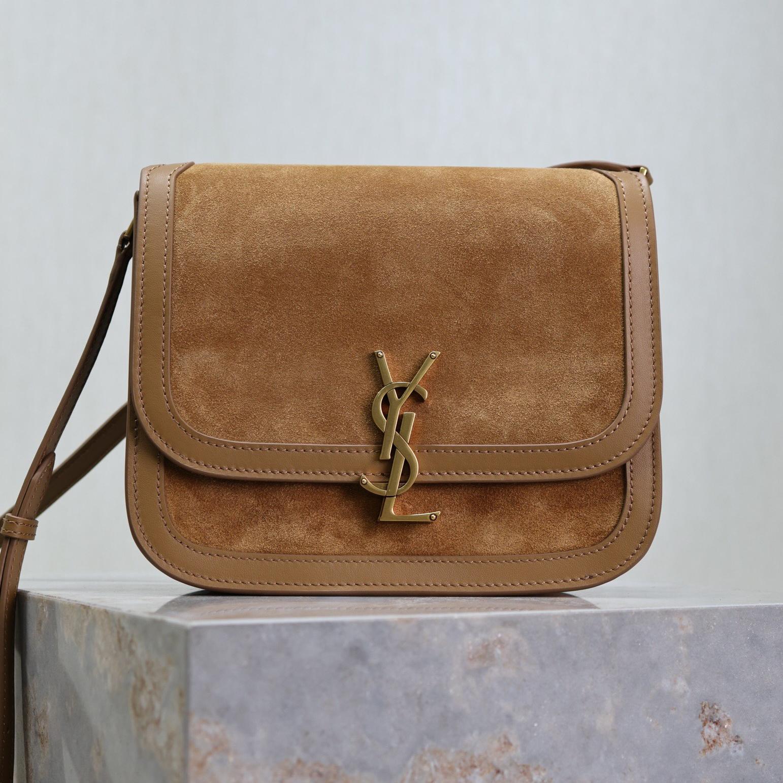 Saint Laurent YSL Brown Solferino Medium Suede Shoulder Bag（10A Mirror Version）