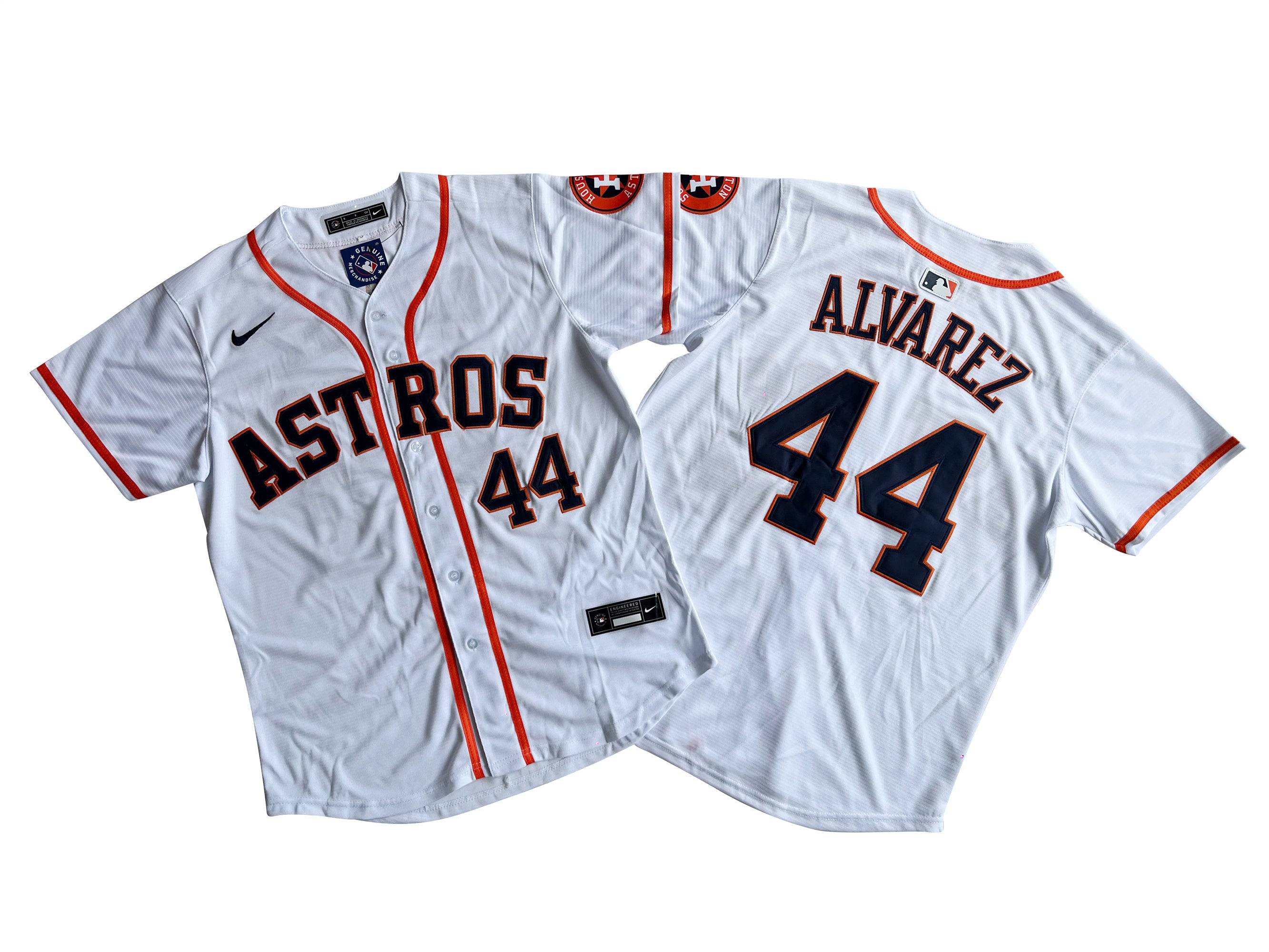 Men's Houston Astros Yordan Alvarez #44 White Home Limited Player Jersey.