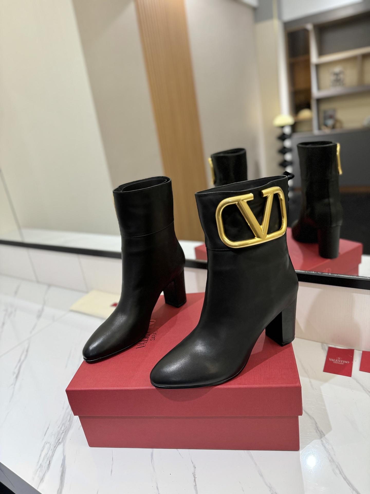 TOP VALENTINO GARAVANI VLOGO 8cm High Heel Boots  - 3 Color