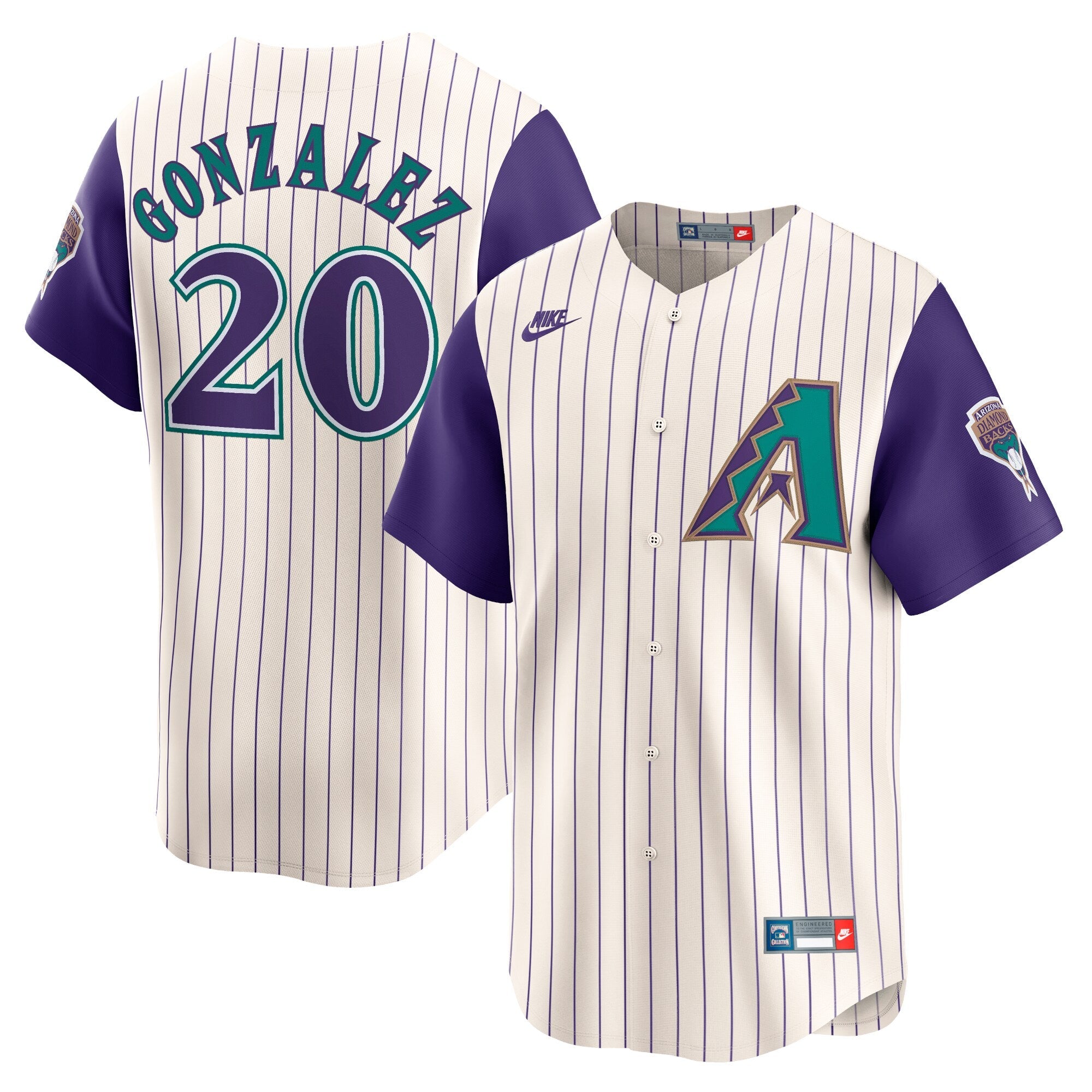 Luis Gonzalez Arizona Diamondbacks  Throwback Cooperstown Collection Limited Jersey - Cream