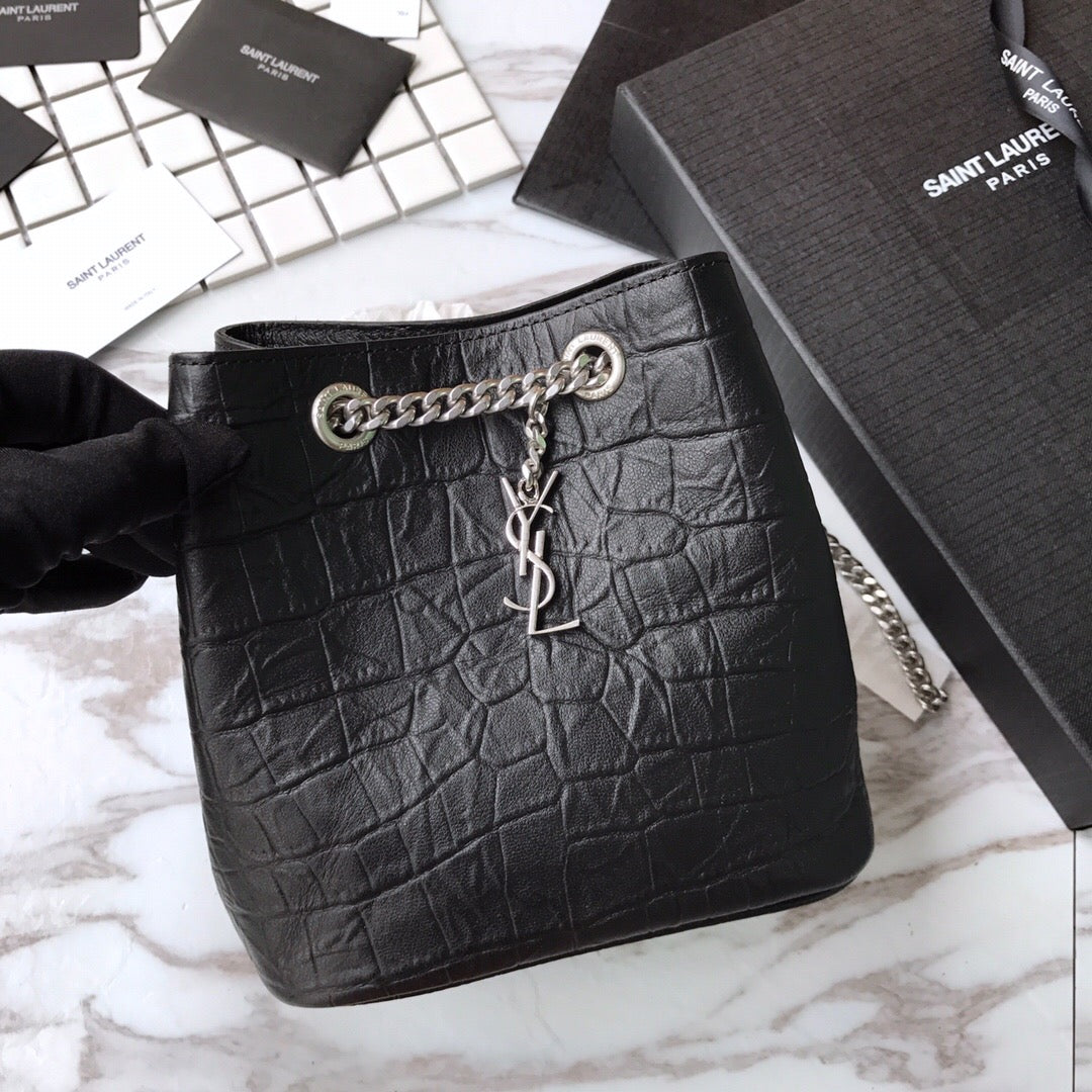 TOP Yves Saint Laurent YSL Classic Baby Emmanuelle Chain Bucket Bag - Black