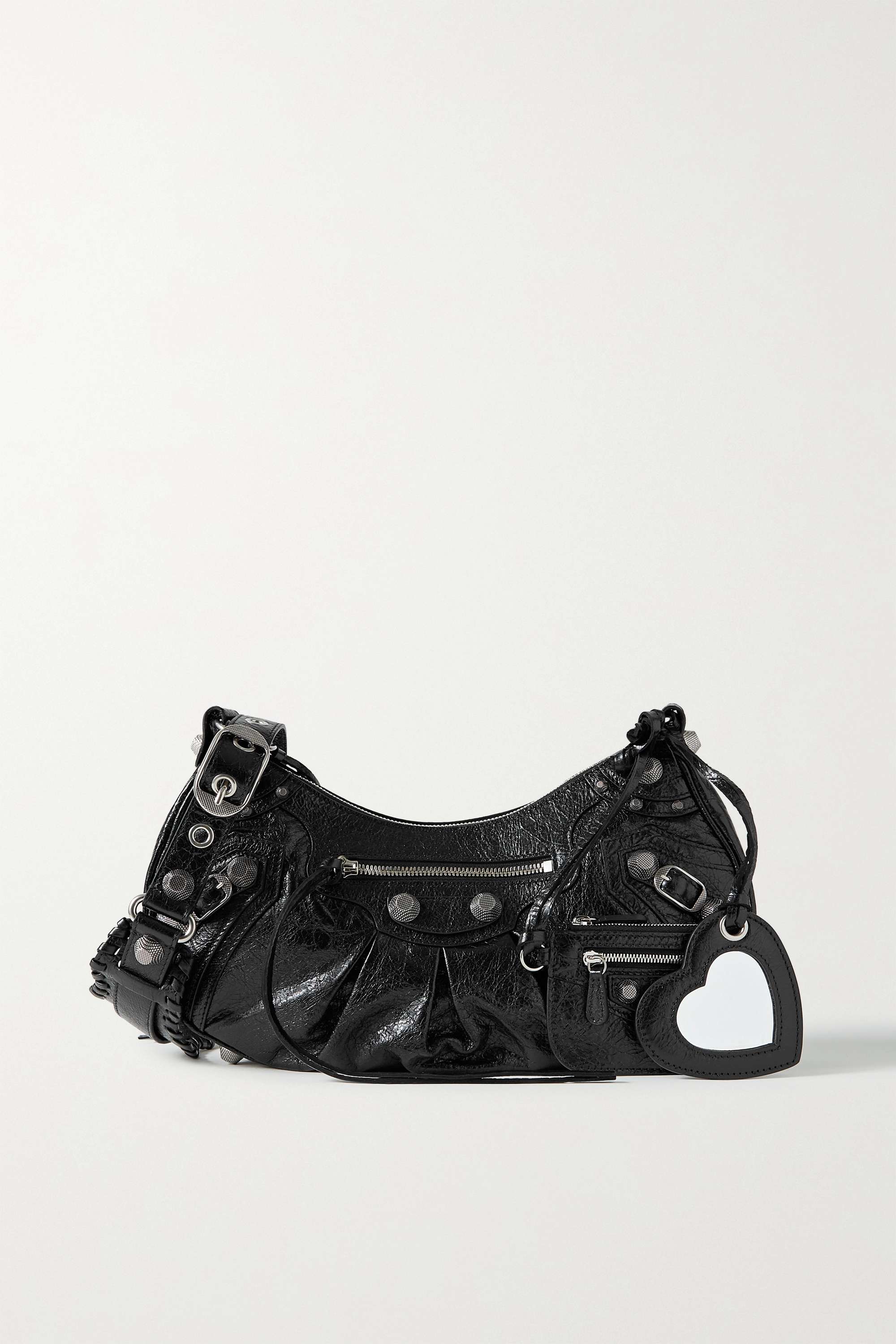 BALENCIAGA Le Cagole small studded crinkled-leather shoulder bag（10A Mirror Version）