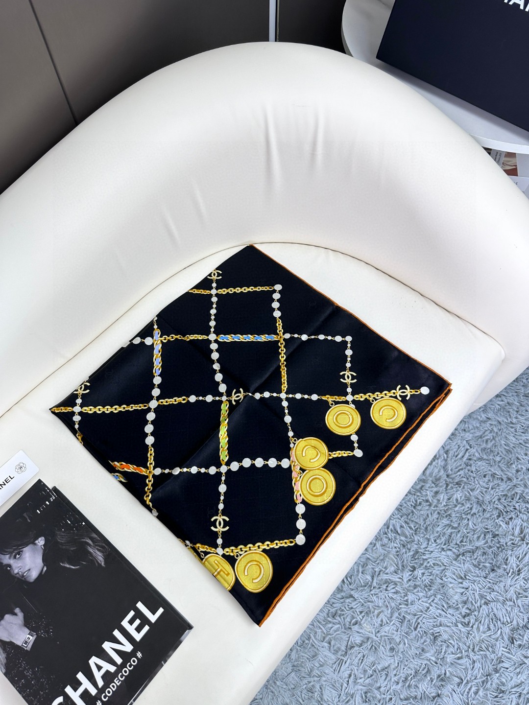 TOP CHANEL Silk Scarf 90 x 90 cm-3 Colors