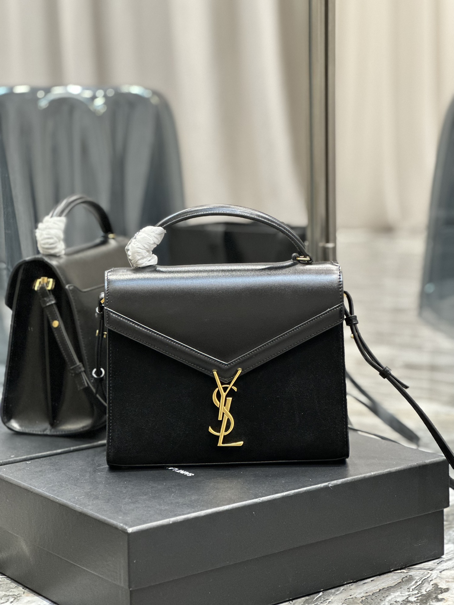 TOP Yves Saint Laurent YSL Cassandra Suede Briefcase Bag - GHW - 3 Color
