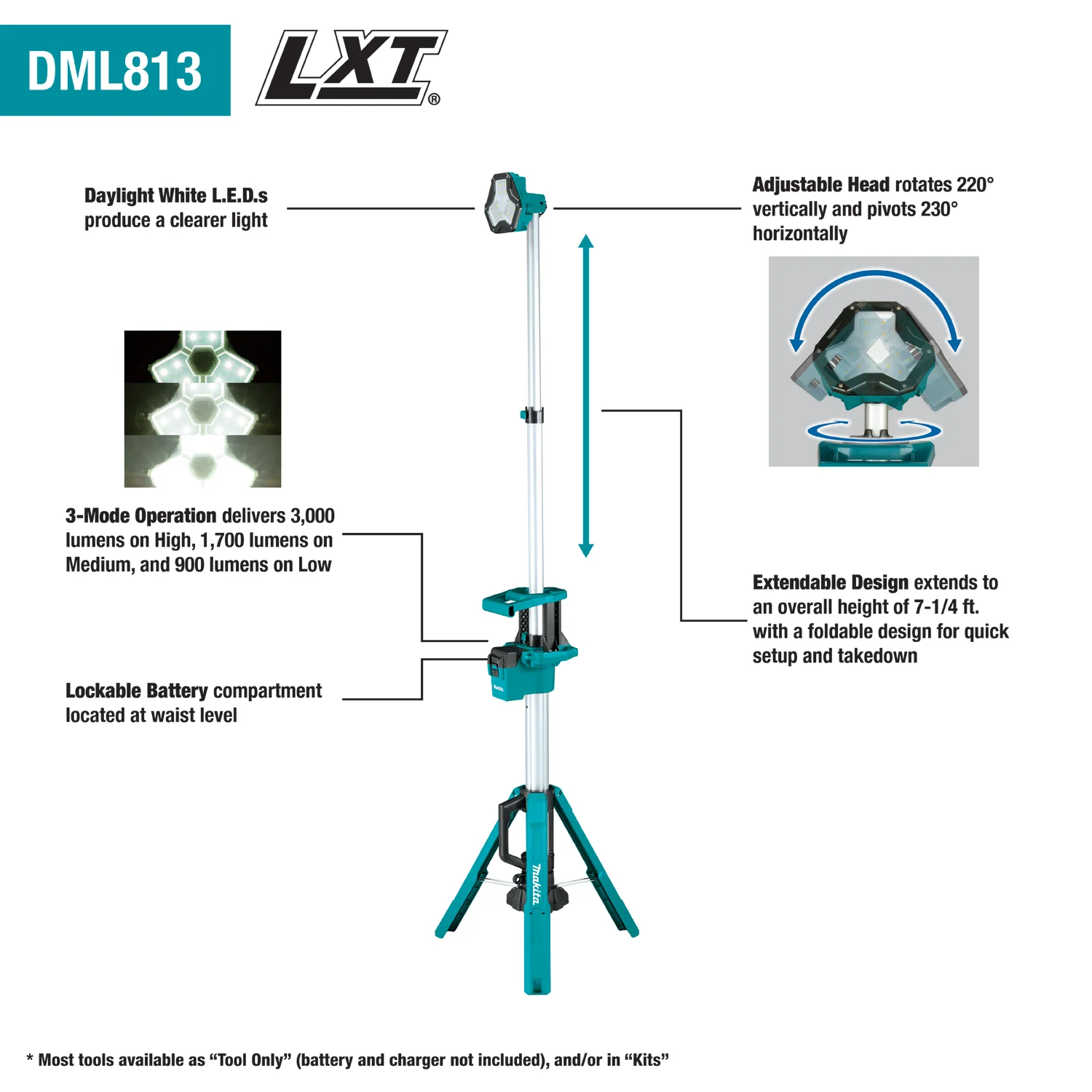 DML813 18V LXT Lithium Ion Cordless Work Light - Bare Tool