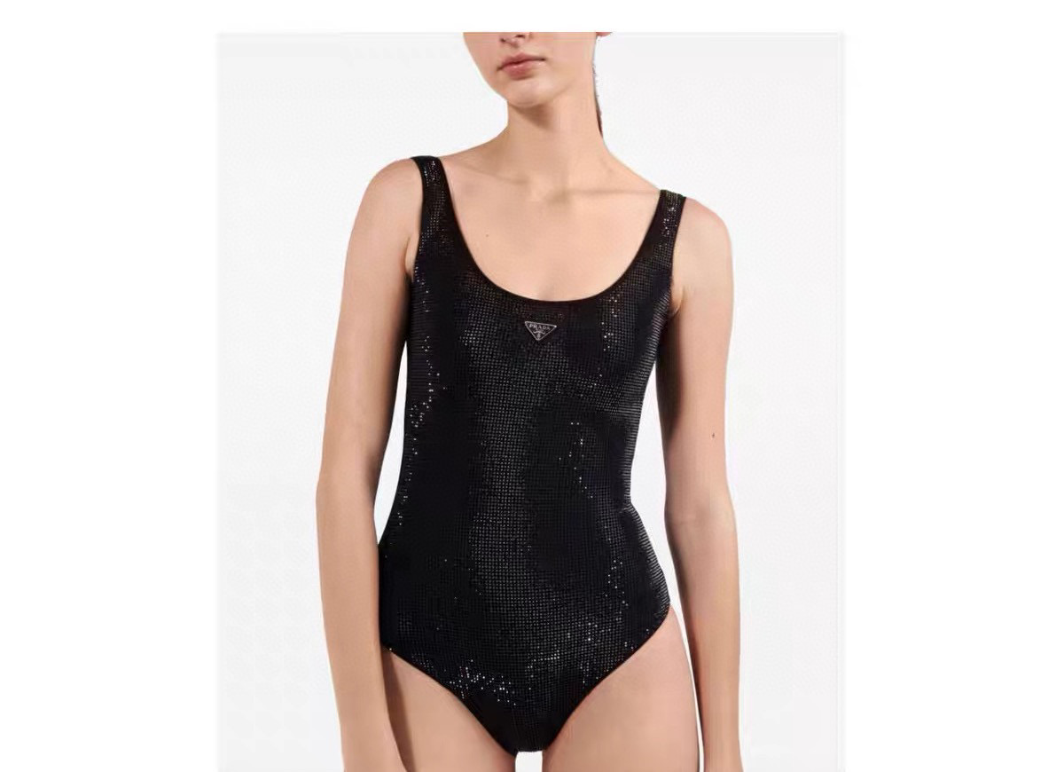 TOP PRADA One-Piece Swimsuit - Black