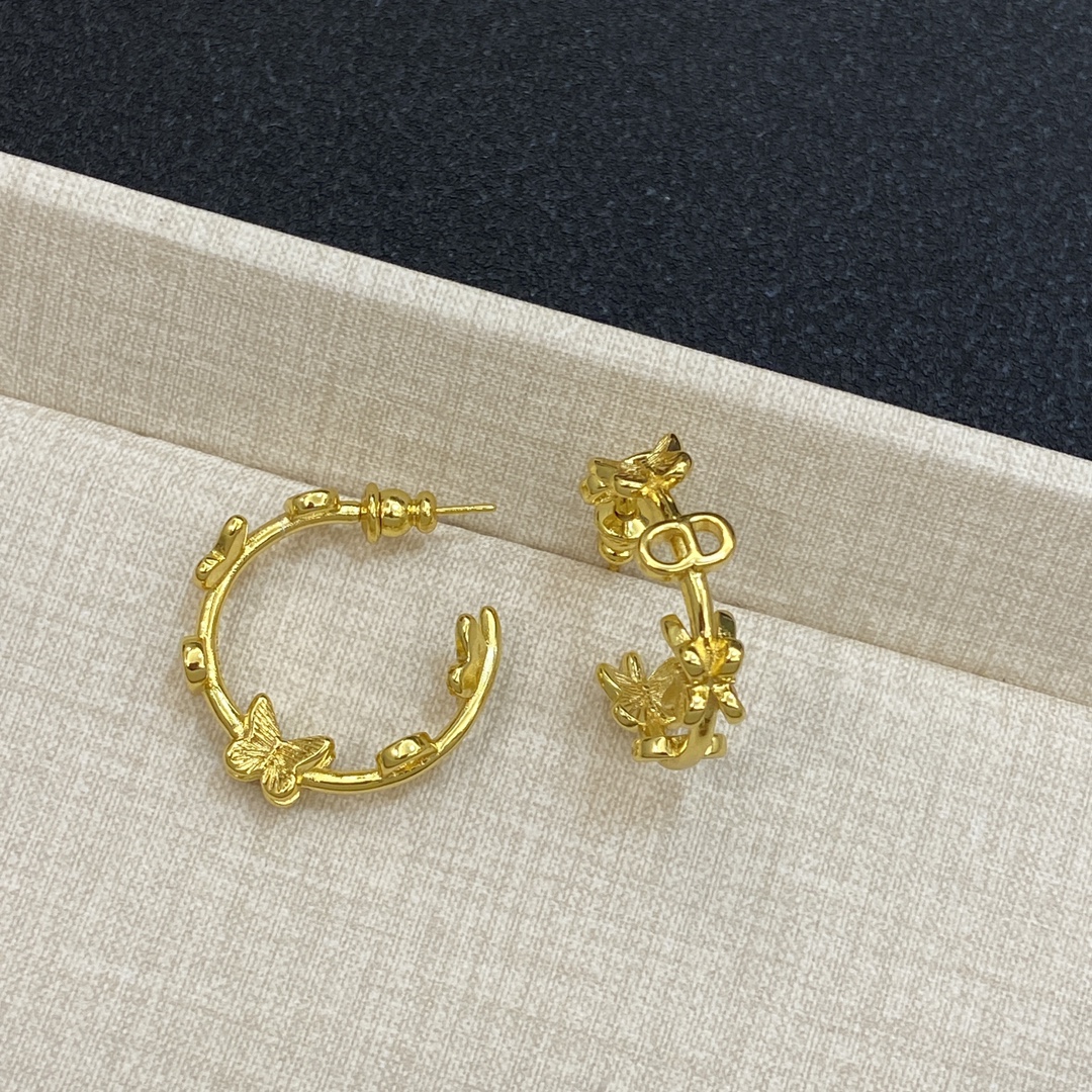 TOP Christian Dior Half Circle Earrings - Gold/Silver