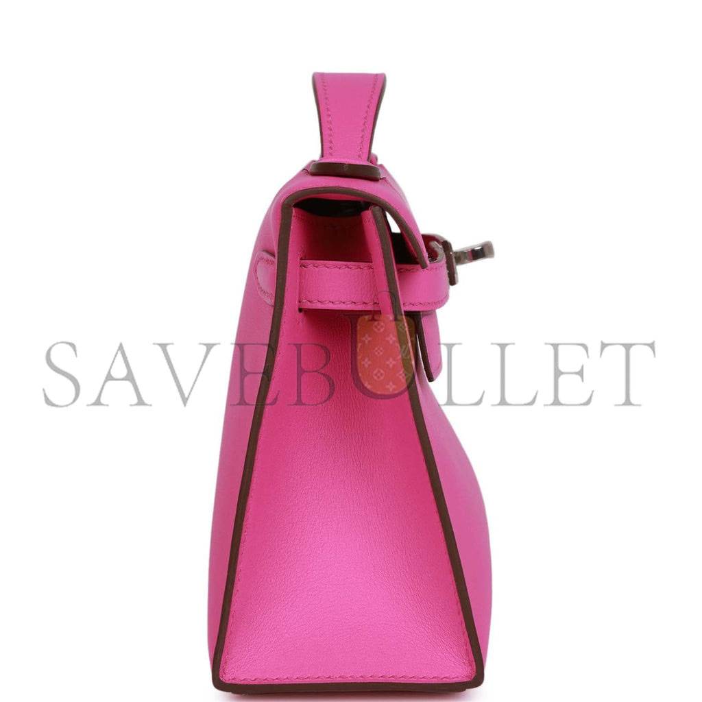 HERMES MINI KELLY POCHETTE MAGNOLIA SWIFT PALLADIUM HARDWARE (22*14*7cm)