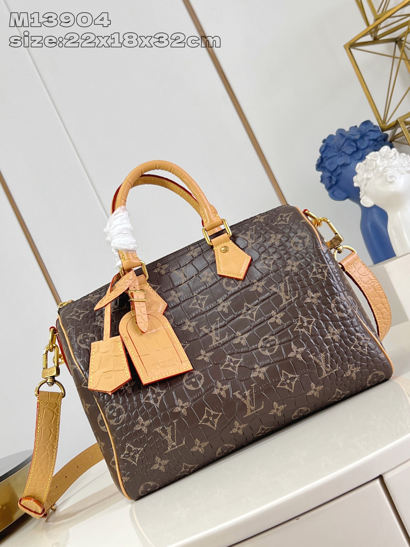 TOP Louis Vuitton LV Speedy 30 Bandoulière Bag Crocodile Pattern 22.5 x 18 x 32cm - Monogram