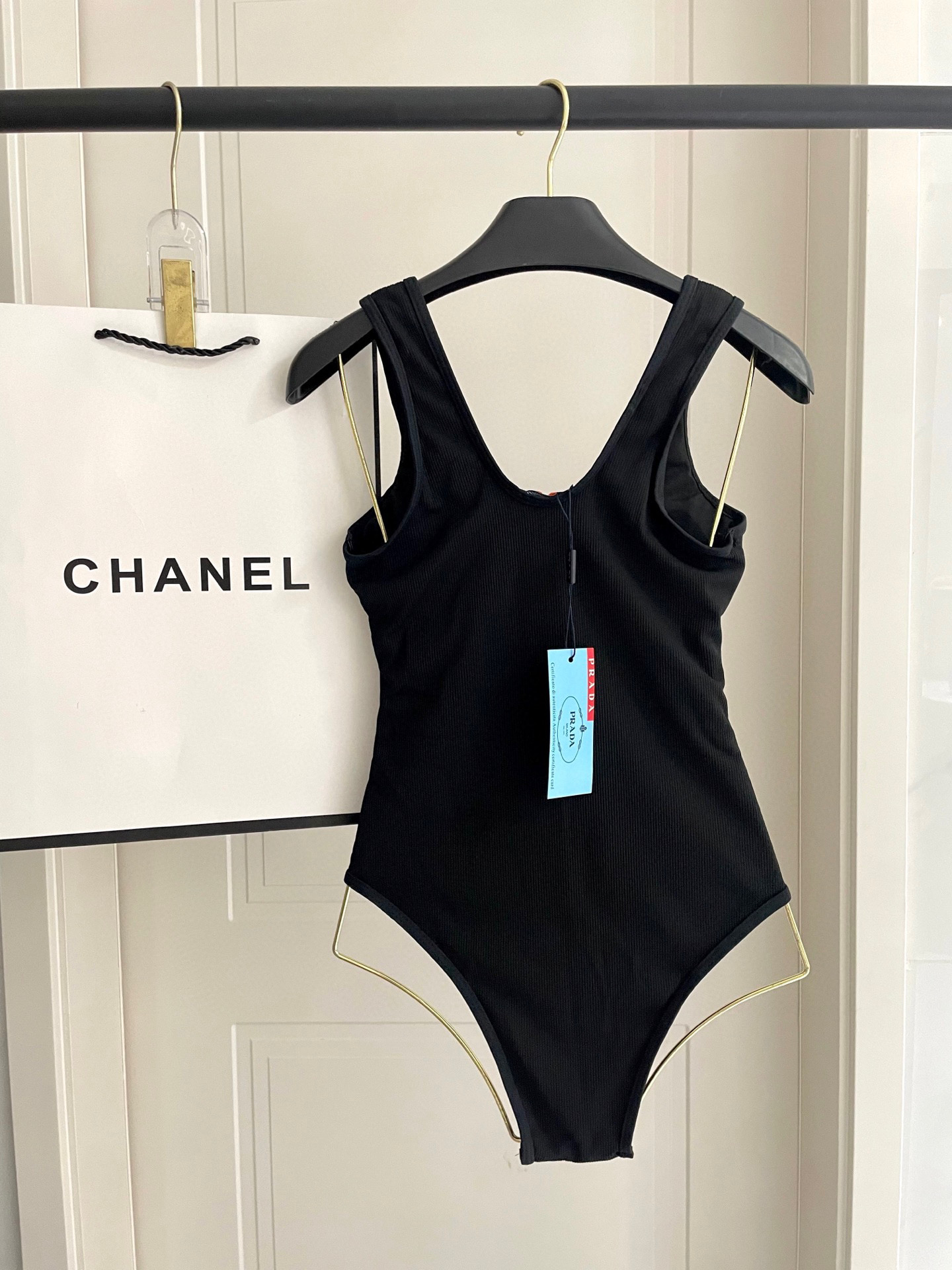 TOP PRADA One-Piece Swimsuit - Black