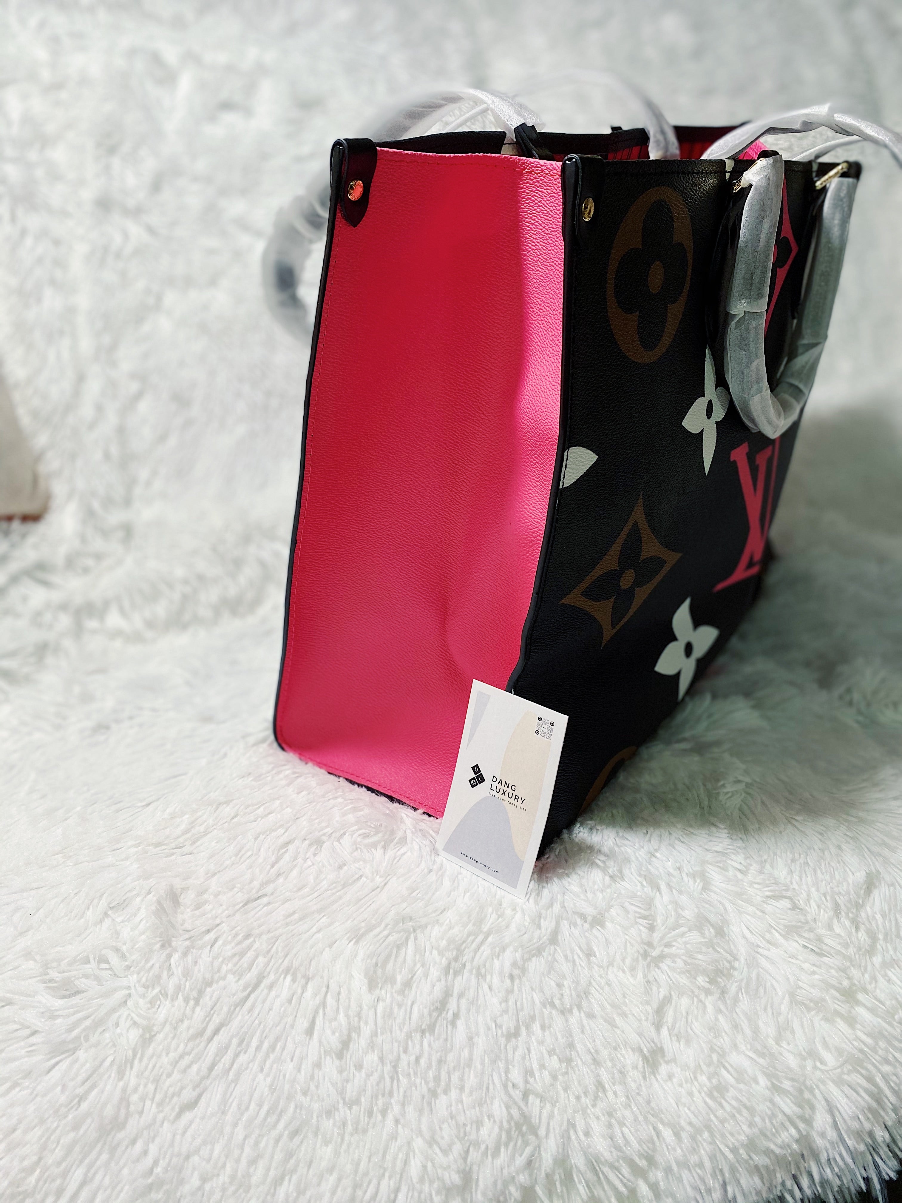 TOP Louis Vuitton LV On The Go Giant Monogram 41x34x19cm- PINK AND BLACK