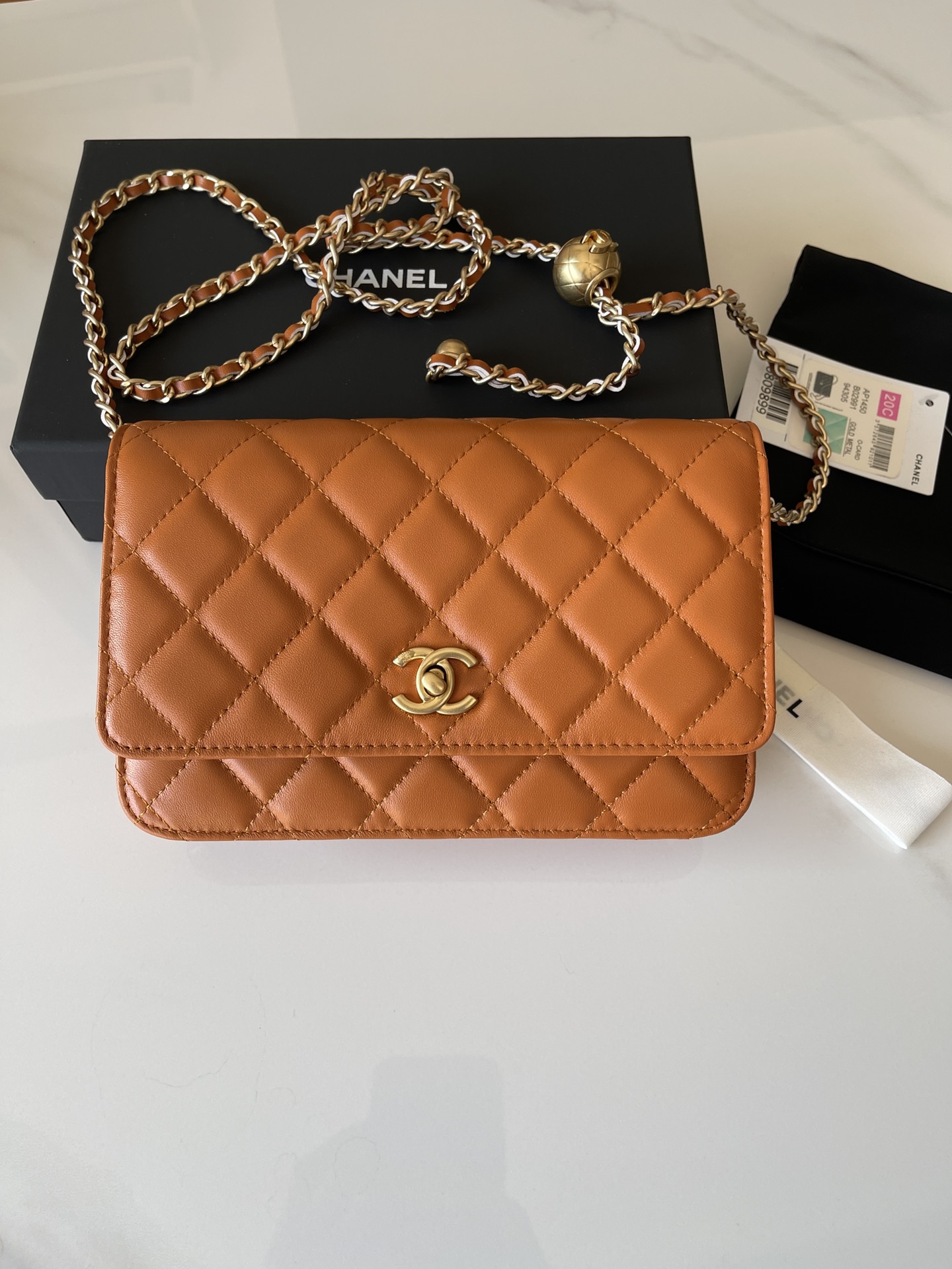 TOP CHANEL Lambskin 19 WOC Bags/19 Bags 19cm - Orange&GHW