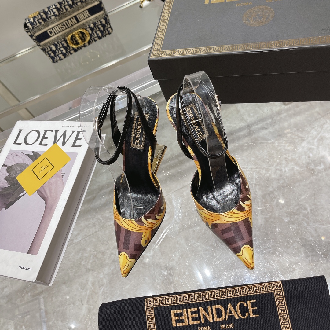 TOP FENDI & Versace High Heel Mules